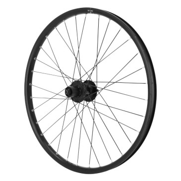 ROUE VTT 24" KARGO / VAE / E-BIKE ARRIERE DISQUE DOUBLE PAROI AVEC OEILLETS MOYEU SHIMANO M475 CASSETTE 11/10/9V. DISQUE 6 TROUS NOIR BLOCAGE (RENFORCE) JANTE 25C 32 RAYONS GALVANISE NOIR 3660429790257