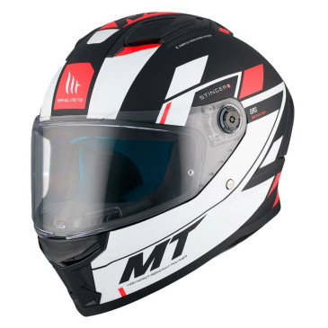 CASQUE INTEGRAL MT STINGER 2 ZIVZE B5 NOIR/BLANC/ROUGE MAT M (ECE 22.06) 8434639199811