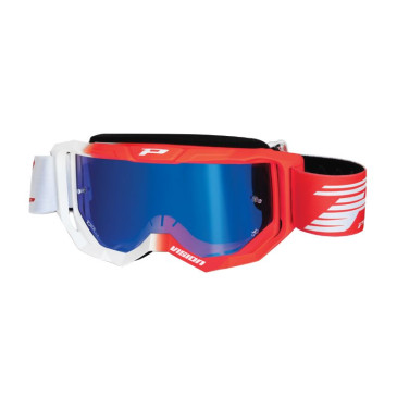 MASQUE/LUNETTES CROSS PROGRIP 3300 FL VISION MULTILAYERED BLANC/ROUGE ECRAN MIROIR BLEU ANTI-RAYURES/ANTI U.V./ANTI-BUEE (HOMOLOGUE CE-EN-N° AC-96025 REV.2) 0801766019363