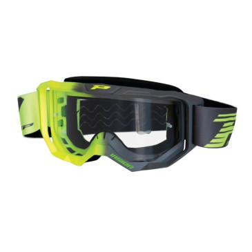 MASQUE/LUNETTES CROSS PROGRIP 3300 TR VISION JAUNE FLUO/GRIS ECRAN TRANSPARENT LIGHT SENSITIVE ANTI-RAYURES/ANTI U.V./ANTI-BUEE (HOMOLOGUE CE-EN-N° AC-96025 REV.2) 0801766019394