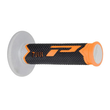 REVETEMENT POIGNEE PROGRIP MOTO OFF ROAD 788 TRIPLE DENSITE BASE COLOR GRIS /NOIR/ORANGE CLOSED END 115mm (CROSS/MX) (PAIRE) 0801766006370