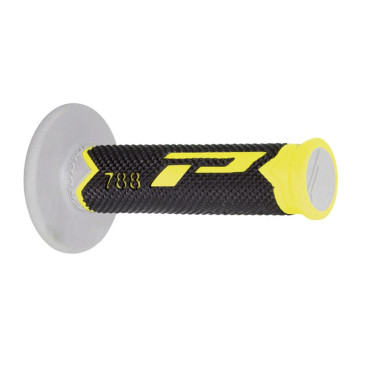 REVETEMENT POIGNEE PROGRIP MOTO OFF ROAD 788 TRIPLE DENSITE BASE COLOR GRIS /NOIR/JAUNE CLOSED END 115mm (CROSS/MX) (PAIRE) 0801766006400