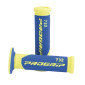 REVETEMENT POIGNEE PROGRIP SCOOTER ON ROAD 732 DOUBLE DENSITE FLUO DESIGN JAUNE FLUO/BLEU CLOSED END 125mm (PAIRE) 0801766028648