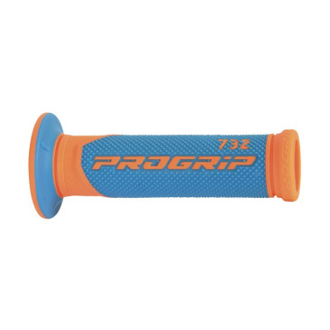 REVETEMENT POIGNEE PROGRIP SCOOTER ON ROAD 732 DOUBLE DENSITE FLUO DESIGN ORANGE FLUO/BLEU LIGHT CLOSED END 125mm (PAIRE) 0801766028693