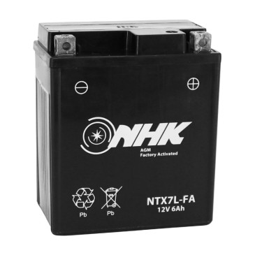 BATTERIE 12V 6 Ah NTX7L NHK FA SANS ENTRETIEN PRETE A L'EMPLOI (Lg114xL71xH131mm) (ACTIVEE EN USINE - QUALITE PREMIUM - EQUIVALENT YTX7L-BS) 3700948209240