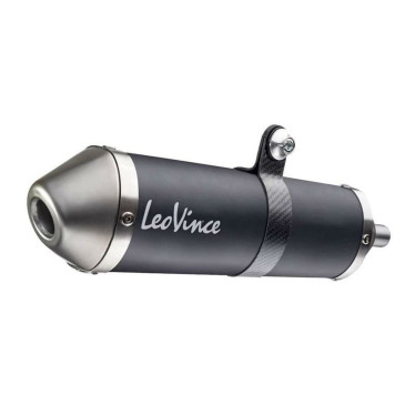 SILENCIEUX 50 A BOITE LEOVINCE X-FIGHT INOX NOIR POUR FANTIC 50 XE, XM COMPETITION EURO 5 VENDU SANS LE COLLECTEUR (PASSAGE HAUT A DROITE) (REF 17006B) (HOMOLOGUE CE) (COLLECTEUR REF 205415) 8057168865707