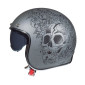 HELMET-OPEN FACE MT LE MANS 2 SV SKULL & ROSES A2 MATT SILVER L (ECE 22.06) 8434639179387