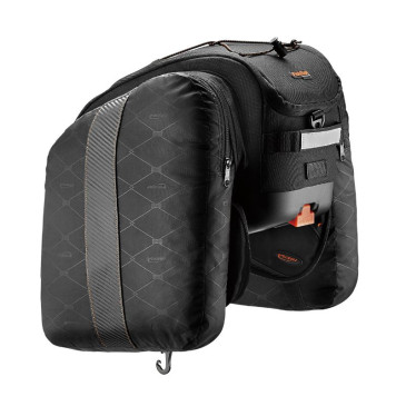 SACOCHE ARRIERE VELO DOUBLE / TRUNKBAG IBERA COMMUTER NOIR 15L FIXATION ARRIERE AVEC PLAQUE LIVRE POUR TOUT PORTE BAGAGE (37x22x25cm) 4714102190182