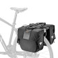 SACOCHE ARRIERE VELO DOUBLE IBERA ADJUSTABLE NOIR 24L FIXATION UNIVERSELLE (33x13x28.5cm) - LARGEUR REGLABLE PAR VELCRO ET CLIPS POUR TOUT PORTE BAGAGE 4714102190281