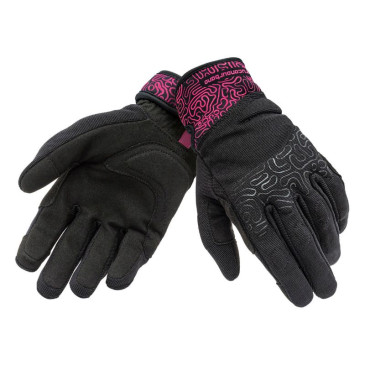 GLOVES " Summer" TUCANO MIKY LADY BLACK/FUCHSIA GRAPHIC -Euro 6,5 (XS) (APPROVED EN 13594:2015-CE) (SCREEN TOUCH FUNCTION) 8026492146608