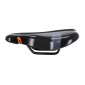 SELLE JUNIOR NEWTON RAV NOIR DECO ORANGE 210x130mm AVEC TROU CENTRAL RAIL ACIER NOIR 3700948102909