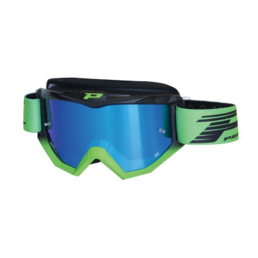 MASQUE/LUNETTES CROSS PROGRIP 3201 FL ATZAKI MULTILAYERED NOIR/VERT ECRAN MIROIR BLEU ANTI-RAYURES/ANTI U.V. COMPATIBLE AVEC PORT LUNETTES DE VUE (HOMOLOGUE CE-EN AC-12072 REV.1) 0801766033475