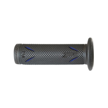 REVETEMENT POIGNEE PROGRIP MOTO ON ROAD 718 DOUBLE DENSITE NOIR/BLEU CLOSED END 122mm (PAIRE) 0801766034120