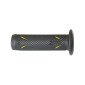 REVETEMENT POIGNEE PROGRIP MOTO ON ROAD 718 DOUBLE DENSITE JAUNE/NOIR OPEN END 122mm (PAIRE) 0801766034304