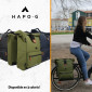 SACOCHE ARRIERE VELO DOUBLE HAPO.G ROLL-TOP 2x25L KAKI (61x33x16cm) - FIXATION SANGLES REGLABLES ET VELCROS SUR PORTE BAGAGE 3104889922822