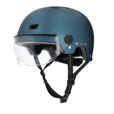 CASQUE VELO ADULTE CITY BLEU AVEC VISIERE ET MOLETTE DE REGLAGE TAILLE 53-59 (VENDU A L'UNITE) 3700256070778