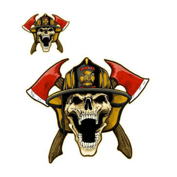 AUTOCOLLANT/STICKER LETHAL THREAT MINI FIRE FIGHTER SKULL (60x80mm) 7577850024450