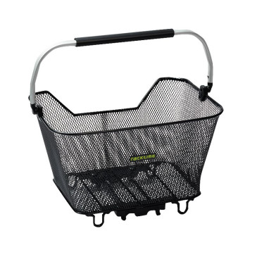 PANIER ARRIERE FIL ACIER RACKTIME BASK IT DELUXE NOIR AVEC ANSE SUR PORTE BAGAGE (45x30x33 cm) - COMPATIBLE SYSTEME RACKTIME SNAPIT (CHARGE MAX 10kg) 4048174843586