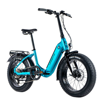 VELO ELECTRIQUE/VAE PLIANT FAT BIKE 20 LEADER FOX CODY 2024 MIXTE BLEU CLAIR 7V MOTEUR ROUE AR BAFANG 36V 80Nm BATTERIE 16Ah 8592826043511