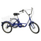 TRICYCLE MUSCULAIRE ADULTE 20" BLEU 5 VITESSES AVEC PANIER - POIDS CHARGE MAXI 100KGS - HOMOLOGATION NF30020 3700948045626