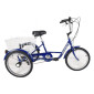 TRICYCLE MUSCULAIRE ADULTE 20" BLEU 5 VITESSES AVEC PANIER - POIDS CHARGE MAXI 100KGS - HOMOLOGATION NF30020 3700948045626