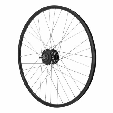 WHEEL FOR TREKKING BIKE- 700X35 REAR ER20 ALUMINIUM - BLACK-DOUBLE WALLED- NEXUS HUB 7 SPEED for CENTERLOCK DISC- 36 stainless spokes. 0000000028592