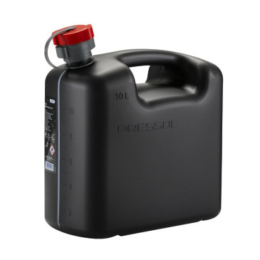 JERRYCAN/BIDON ESSENCE/CARBURANT PRESSOL EN POLYETHYLENE NOIR AVEC BEC FLEXIBLE 10L (AVEC GRADUATION) 4103810211430