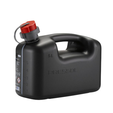 JERRYCAN/BIDON ESSENCE/CARBURANT PRESSOL EN POLYETHYLENE NOIR AVEC BEC FLEXIBLE 5L (AVEC GRADUATION) 4103810211416