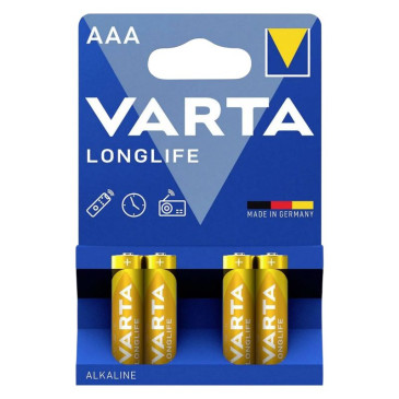 PILE LR03 1.5V VARTA ALCALINE LONGLIFE LR03 - AAA (VENDU PAR 4) 4008496525072