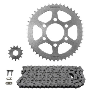 KIT CHAINE ADAPTABLE KEEWAY 125 RKF 2017>2023 428 13x46 (DEMULTIPLICATION ORIGINE) -SUPERSPROX- 8592165066943