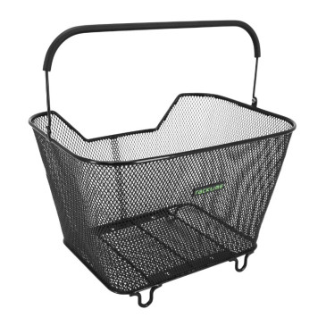 PANIER ARRIERE FIL ACIER RACKTIME BASK IT LARGE NOIR AVEC ANSE SUR PORTE BAGAGE (43x29x31 cm) - VENDU SANS PLATINE COMPATIBLE SYSTEME RACKTIME SNAPIT 2.0 ET SNAP IT 4048174006523