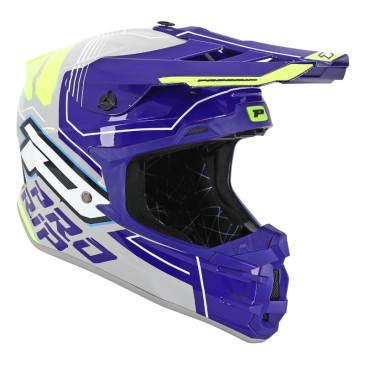 CASQUE CROSS ADULTE PROGRIP 3080 ADVENTURE GRIS/BLEU/JAUNE FLUO S (ECE 22.06) 0801766033642