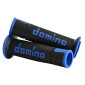 REVETEMENT POIGNEE DOMINO MOTO ON ROAD A450 NOIR/BLEU OPEN END 120-125mm (PAIRE) 8033900010246