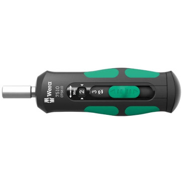 TOURNEVIS DYNAMOMETRIQUE WERA 7515 KRAFTFORM SAFE TORQUE SPEED 1/4 SERRAGE DE 2 A 6 Nm NOIR/VERT (VENDU A L'UNITE) -MARQUE ALLEMANDE POUR LES ATELIERS- 4013288228314