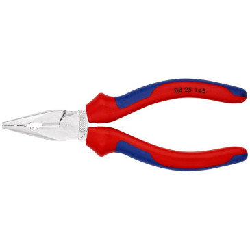 PINCE UNIVERSELLE PRO KNIPEX DEMI RONDE 145mm CHROME AVEC POIGNEE CONFORT ROUGE/BLEU (03 05 180) -MADE IN GERMANY- 4003773078975