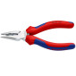 PINCE UNIVERSELLE PRO KNIPEX DEMI RONDE 145mm CHROME AVEC POIGNEE CONFORT ROUGE/BLEU (03 05 180) -MADE IN GERMANY- 4003773078975