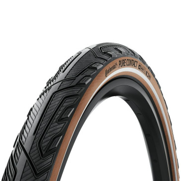 PNEU VTT URBAIN 28 X 2.20 CONTINENTAL PURE CONTACT NOIR FLANC MARRON REFLEX TUBELESS READY (55-622) COMPATIBLE VAE 4019238073959