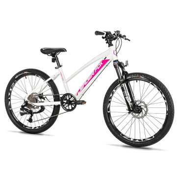 VELO MUSCULAIRE VTT 24 LEADER FOX CAPITAN 2025 FILLE BLANC/ROSE MAT 8V (TAILLE ENFANT 135 à 145 cm) 8592826101662