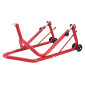 LEVE/BEQUILLE STAND MOTO P2R AVANT FIXATION SOUS TE DE FOURCHE ACIER ROUGE (HAUTEUR REGLABLE 67 à 88 cm) 3700948289266