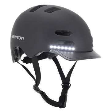 CASQUE VELO ADULTE NEWTON CITY V3 NOIR MAT IN-MOLD AVEC VISIERE ET LOCK TAILLE 55-58 AVEC SYSTEME ECLAIRAGE AVANT ARRIERE INTEGRE EN USB (VENDU EN BOITE) 3700948285756