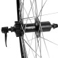 ROUE VTC PATIN BLOCAGE 700 x 35 - 28" M260 ARRIERE NOIR RENFORCE MOYEU SHIMANO DEORE NOIR CASSETTE 9/10V SPECIAL LOUEUR (JANTE DOUBLE PAROI AVEC OEILLETS) JANTE 19C 32 RAYONS NOIRS - RESISTE 140KGS 3660429073473