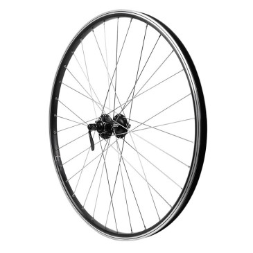 ROUE VTC PATIN BLOCAGE 700 x 35 - 28" M240 AVANT NOIR RENFORCE MOYEU SHIMANO DEORE NOIR SPECIAL LOUEUR (JANTE DOUBLE PAROI AVEC OEILLETS-RAYONNAGE INOX) JANTE 19C 32 RAYONS INOX - RESISTE 140KGS 3660429073275