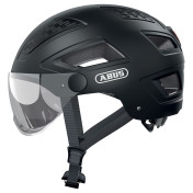 CASQUE VELO ADULTE ABUS URBAIN HYBAN 2.0 ACE VELOURS NOIR ECLAIRAGE INTEGRE TAILLE L (56-61cm) REGLAGE MOLETTE 4003318869358