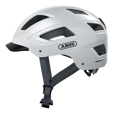 CASQUE VELO ADULTE ABUS URBAIN HYBAN 2.0 BLANC POLAIRE ECLAIRAGE INTEGRE TAILLE L (56-61cm) REGLAGE MOLETTE 4003318869037