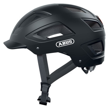 CASQUE VELO ADULTE ABUS URBAIN HYBAN 2.0 VELOURS NOIR ECLAIRAGE INTEGRE TAILLE XL (52-58cm) REGLAGE MOLETTE 4003318869013