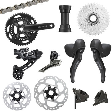 GROUPE GRAVEL SHIMANO GRX600 DISQUE NOIR 11V. 172.5 EN 40-36 CUVETTE PRESSFIT CASSETTE 11-34 (MONTAGE ATELIER) 3700948301913