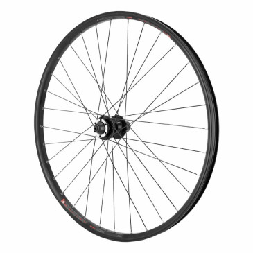 ROUE VTC 700X45 KARGO / VAE / E-BIKE ARRIERE DISQUE ET V-BRAKE NOIR DOUBLE PAROI AVEC OEILLETS MOYEU VELOX DISQUE 6 TROUS CASSETTE 11/10/9V. (RENFORCE) JANTE 25C 32 RAYONS NOIRS 3700948284759