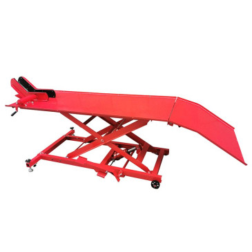 LIFT TABLE for MOTORBIKE - STEEL MADE - RED - SIZE 180x60 cm - Minimum Height 21 CM / Maxi 71 cm (MAX LOAD 450 kg) 3700948219294