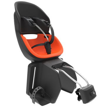 PORTE BEBE/SIEGE ENFANT ARRIERE PRODIGEE ICON A FIXER SUR CADRE NOIR COUSSIN ORANGE AVEC SERRURE (JUSQU'A 22 Kg MAX) (HOMOLOGUE CE EN 14344) 8020092012592