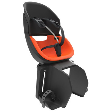 PORTE BEBE/SIEGE ENFANT ARRIERE PRODIGEE ICON A FIXER SUR PORTE BAGAGE FIXATION ETAU NOIR COUSSIN ORANGE AVEC SERRURE (JUSQU'A 22 Kg MAX) (HOMOLOGUE CE EN 14344) 8020092012646